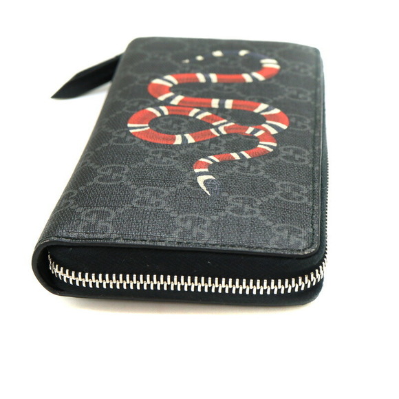 Gucci Zip Around Wallet GG Supreme Snake Gray - Picture 4 of 8